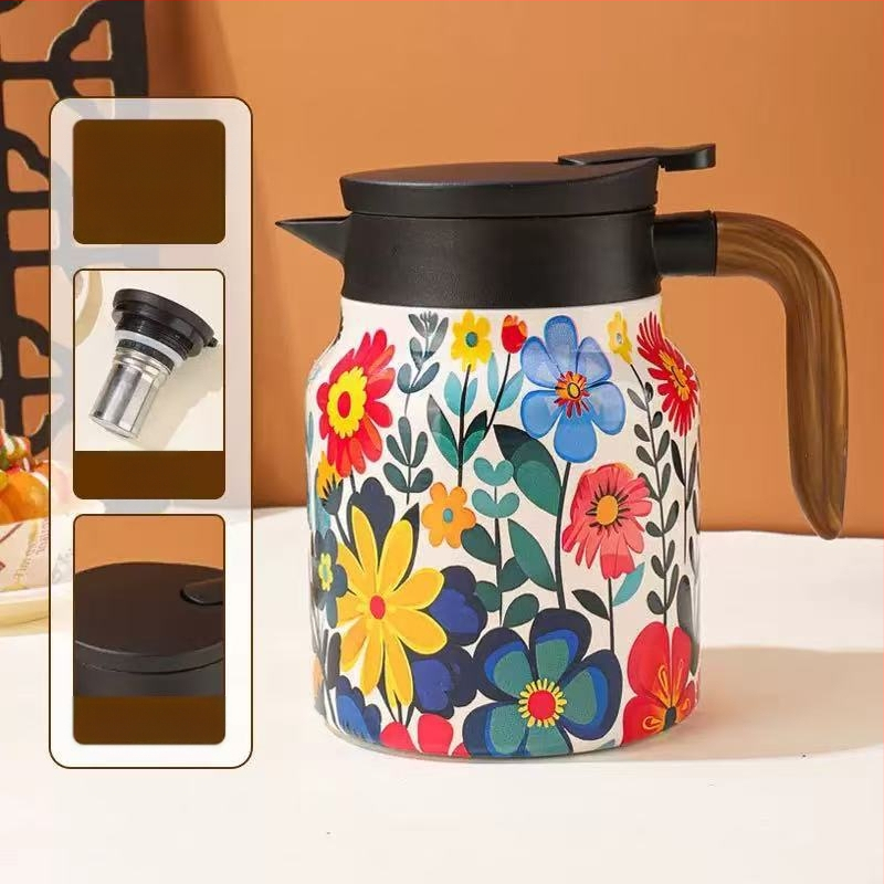 Troškintas arbatinukas, buitinis, 316 nerūdijančio plieno, šilumos išsaugojimo puodas, didelės talpos kavos puodas, arbatos vandens atskyrimo arbatinukas, nešiojamas virdulys