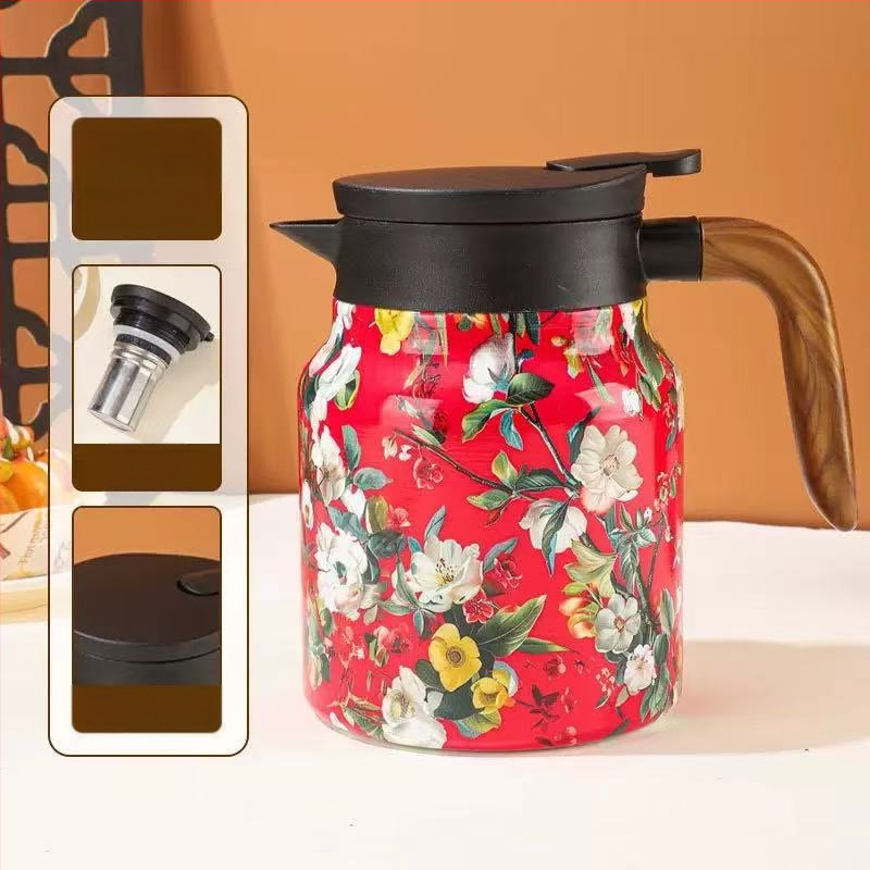 Troškintas arbatinukas, buitinis, 316 nerūdijančio plieno, šilumos išsaugojimo puodas, didelės talpos kavos puodas, arbatos vandens atskyrimo arbatinukas, nešiojamas virdulys