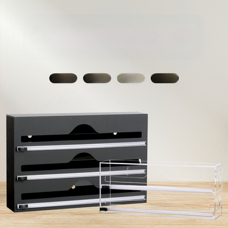 Akrilo plastikinės plėvelės laikymo dėžė, montuojama ant sienos, virtuvės savaime užsandarinantis maišelis, skaidrus maisto maišelių klasifikavimo laikymo dėžės pritaikymas