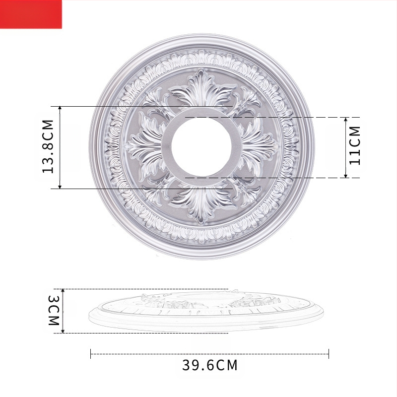 Plastikust terasest lambipaneel PU lae dekoratiivne laeketas kipsist ümmargune lambipaneel ehitusmaterjalist dekoratiivne lambipaneel