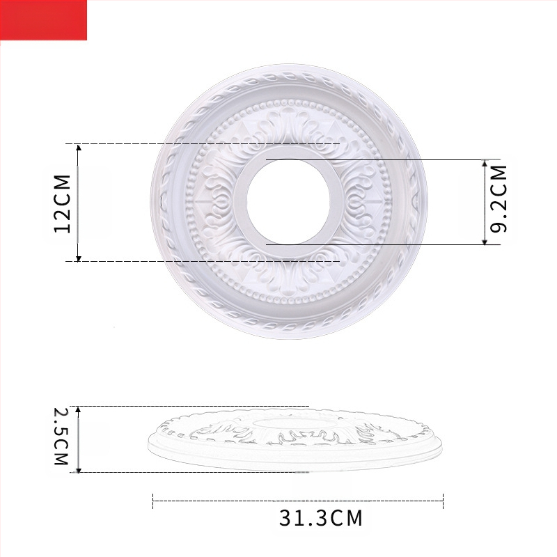 Plastikust terasest lambipaneel PU lae dekoratiivne laeketas kipsist ümmargune lambipaneel ehitusmaterjalist dekoratiivne lambipaneel