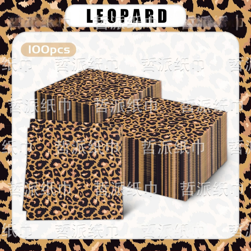 [На склад] Салфетка за детски рожден ден с леопардов принт и петниста животинска тема от Amazon