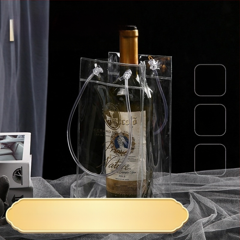 Laos PVC veekindel saastumisvastane kinkekott punase veini veinipakend selge jääveinikott kaasaskantav käekott