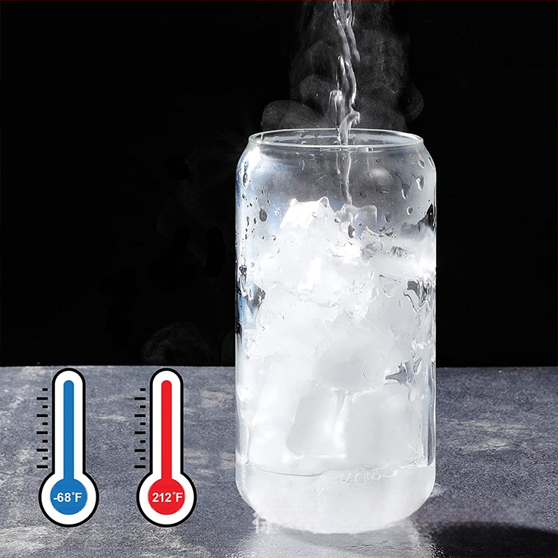 Tarpvalstybinis karšto pardavimo aukštos borosilikatinio stiklo sulčių kavos pieno šiaudelių masono indelis su dangteliu, 16oz kolos puodelio rinkinys