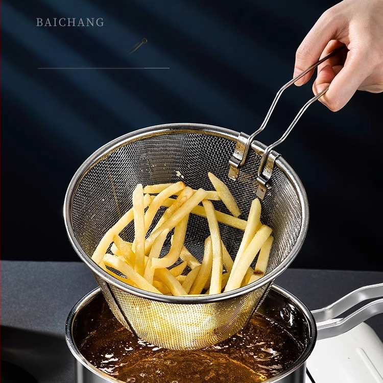 304 roostevabast terasest fritüür, majapidamises kasutatav väike praetud vardas pott filtriga induktsioonpliidiga, mini kütusesäästlik sügav pott, uus hulgimüük