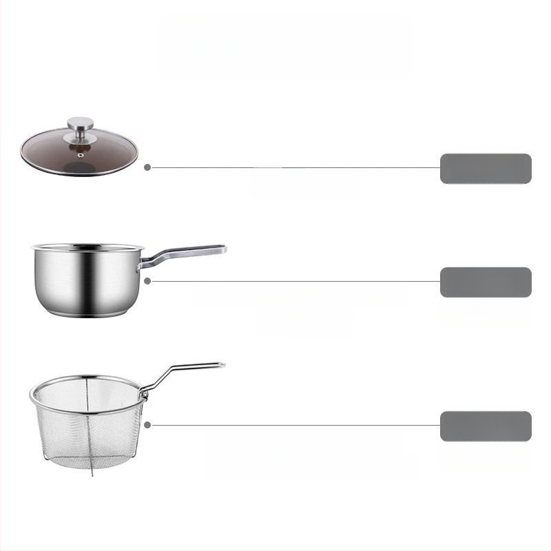 304 roostevabast terasest fritüür, majapidamises kasutatav väike praetud vardas pott filtriga induktsioonpliidiga, mini kütusesäästlik sügav pott, uus hulgimüük