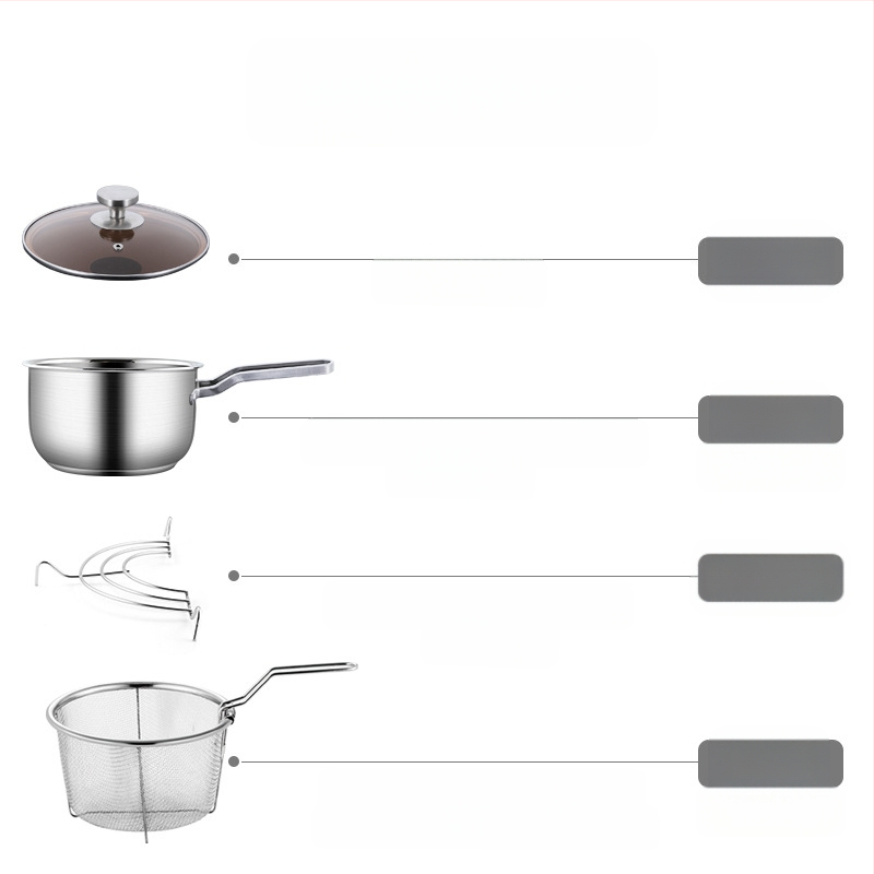 304 roostevabast terasest fritüür, majapidamises kasutatav väike praetud vardas pott filtriga induktsioonpliidiga, mini kütusesäästlik sügav pott, uus hulgimüük