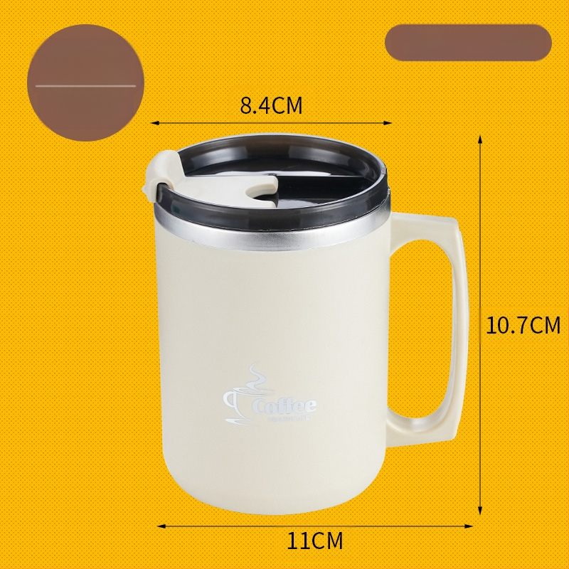 304 nerūdijančio plieno kavos puodelis bendrabučio tipo, atsparus karščiui, pieno puodelis porai, biuro darbuotojui, vandens puodelis su dangteliu