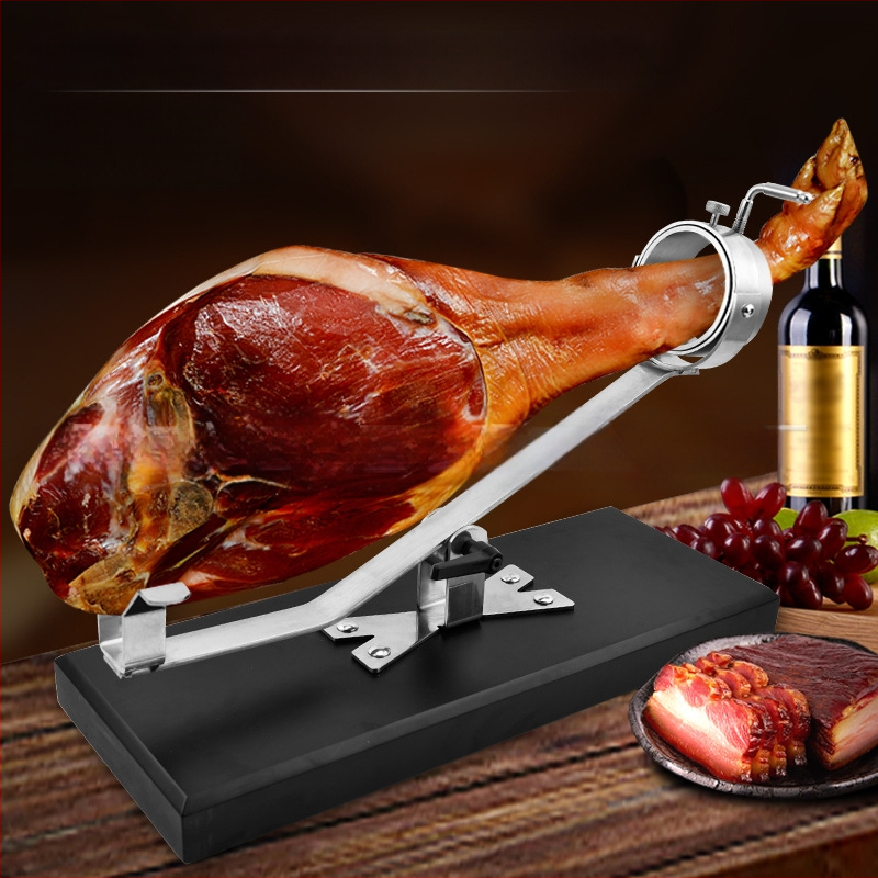 Ispaniško medžio masyvo dažai, kumpio stovas, visi nerūdijančio plieno 304 priedai, gali būti reguliuojami keliais kampais