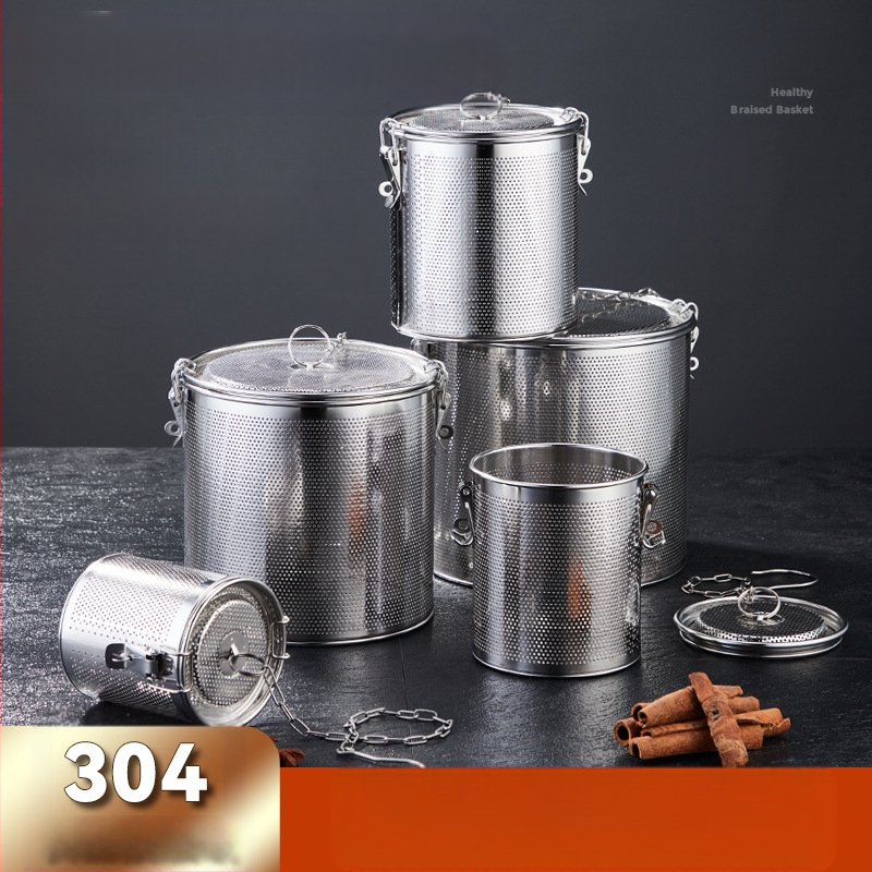 Nerūdijančio plieno sūrymo krepšelis, tankus sūrymo krepšelis, perforavimo šlako krepšelis, žuvies sriubos sriuba, prieskonių kamuoliukas, prieskonių krepšelis