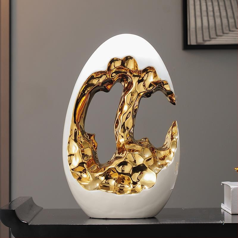 Paprastas modernus šviesus prabangus auksinis kiaušinis sidabrinis kiaušinių dekoravimo papuošalai svetainės įėjimo vyno televizoriaus spintelės biuro dovana