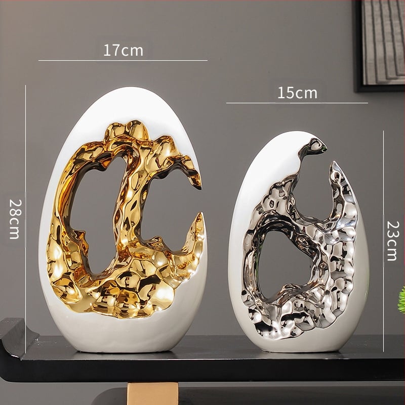 Paprastas modernus šviesus prabangus auksinis kiaušinis sidabrinis kiaušinių dekoravimo papuošalai svetainės įėjimo vyno televizoriaus spintelės biuro dovana