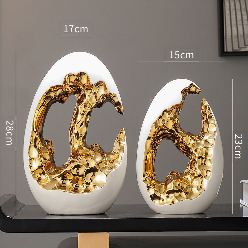 Paprastas modernus šviesus prabangus auksinis kiaušinis sidabrinis kiaušinių dekoravimo papuošalai svetainės įėjimo vyno televizoriaus spintelės biuro dovana