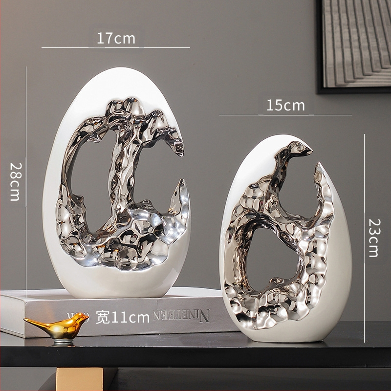 Paprastas modernus šviesus prabangus auksinis kiaušinis sidabrinis kiaušinių dekoravimo papuošalai svetainės įėjimo vyno televizoriaus spintelės biuro dovana