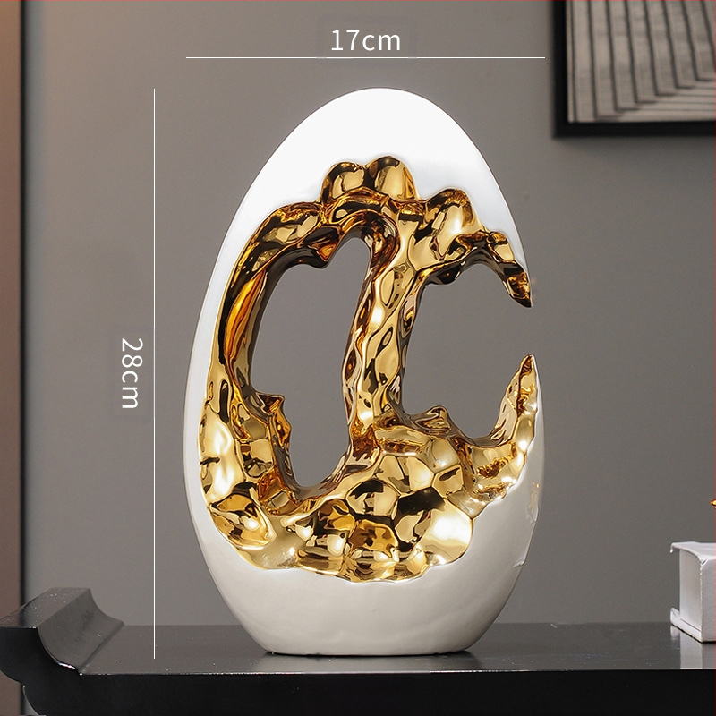 Paprastas modernus šviesus prabangus auksinis kiaušinis sidabrinis kiaušinių dekoravimo papuošalai svetainės įėjimo vyno televizoriaus spintelės biuro dovana