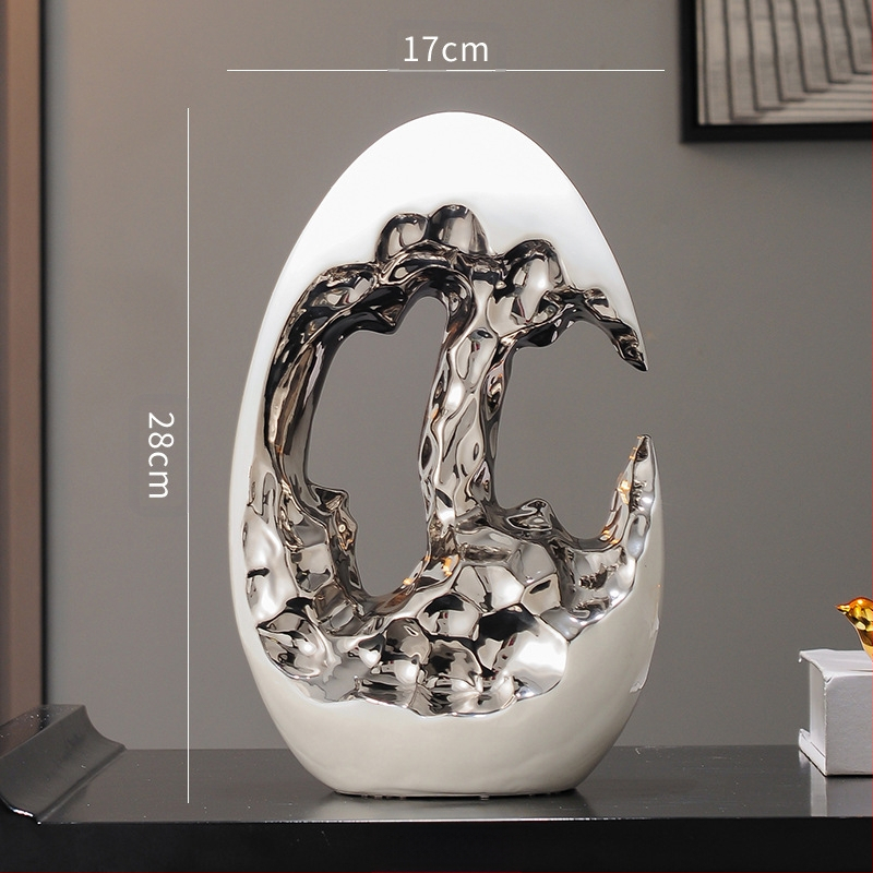 Paprastas modernus šviesus prabangus auksinis kiaušinis sidabrinis kiaušinių dekoravimo papuošalai svetainės įėjimo vyno televizoriaus spintelės biuro dovana