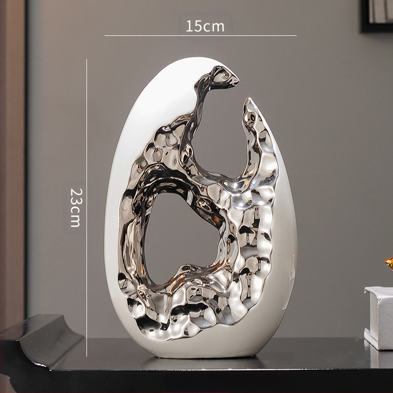 Paprastas modernus šviesus prabangus auksinis kiaušinis sidabrinis kiaušinių dekoravimo papuošalai svetainės įėjimo vyno televizoriaus spintelės biuro dovana