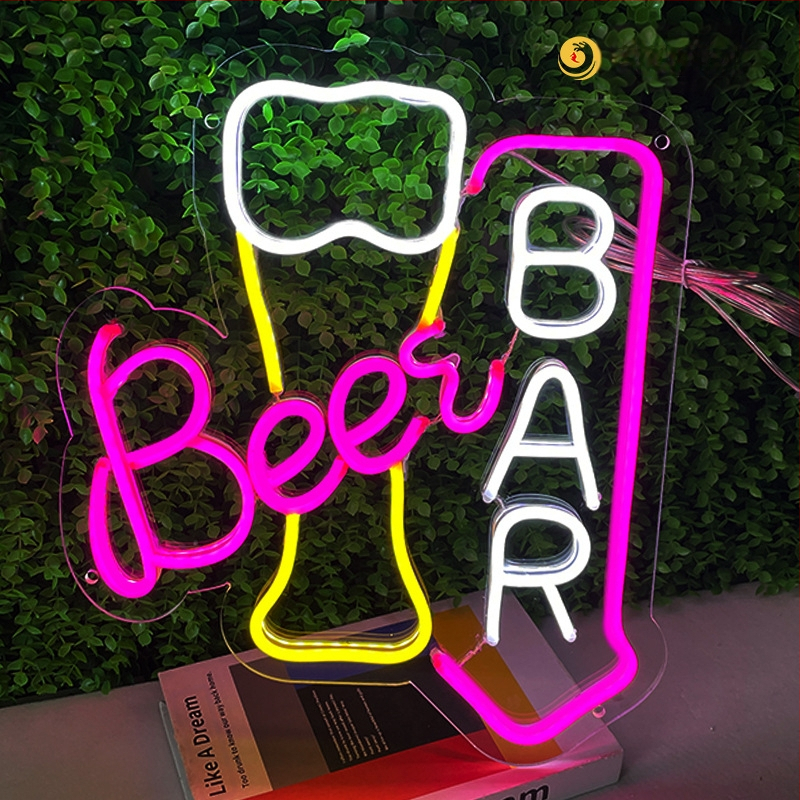Naujas tarpvalstybinis kūrybingas kokteilių alaus statinės raudonojo vyno šviestuvas „Amazon“ stiliaus dekoratyvinis LED neoninis šviestuvas