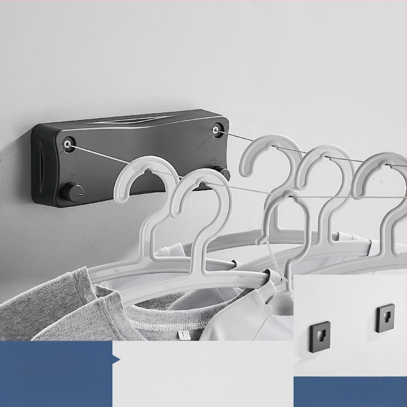 Modernus paprastas stilius nematomas drabužių stovas bendrabutyje be skylių montavimas ABS medžiagos ištraukiama drabužių linija