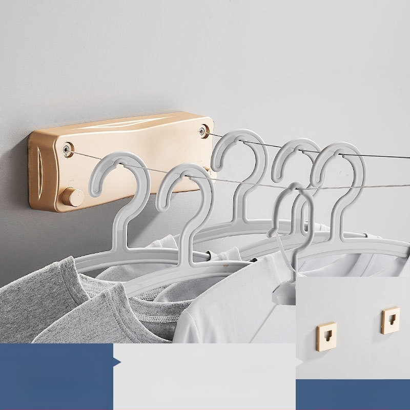 Modernus paprastas stilius nematomas drabužių stovas bendrabutyje be skylių montavimas ABS medžiagos ištraukiama drabužių linija