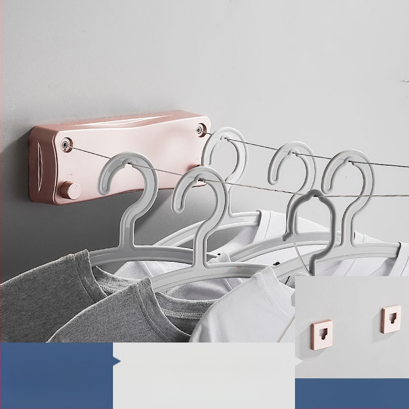 Modernus paprastas stilius nematomas drabužių stovas bendrabutyje be skylių montavimas ABS medžiagos ištraukiama drabužių linija