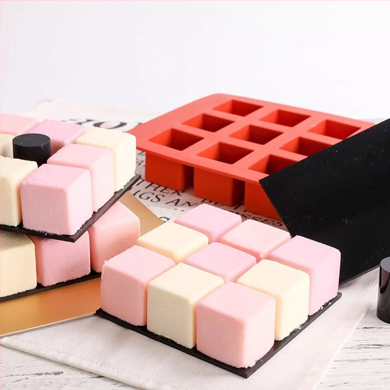 Francia 15 egyenletes tűzön sült pillecukor fagylalt szilikon forma Rubik-kocka mousse torta desszert puding kocka forma