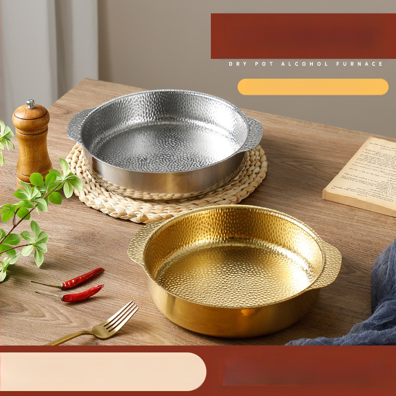 Hópelyhes leveses fazék tenger gyümölcsei rozsdamentes acél edény koreai stílusú leveses fazék extra vastag serpenyőben kalapácsmintás edény tapadásmentes edény