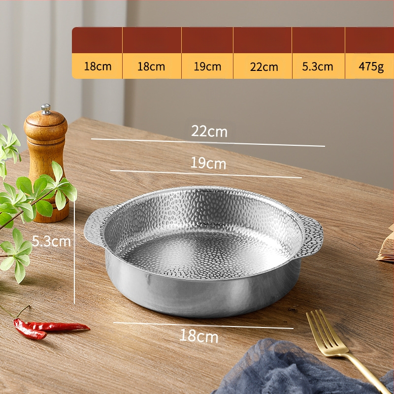 Hópelyhes leveses fazék tenger gyümölcsei rozsdamentes acél edény koreai stílusú leveses fazék extra vastag serpenyőben kalapácsmintás edény tapadásmentes edény