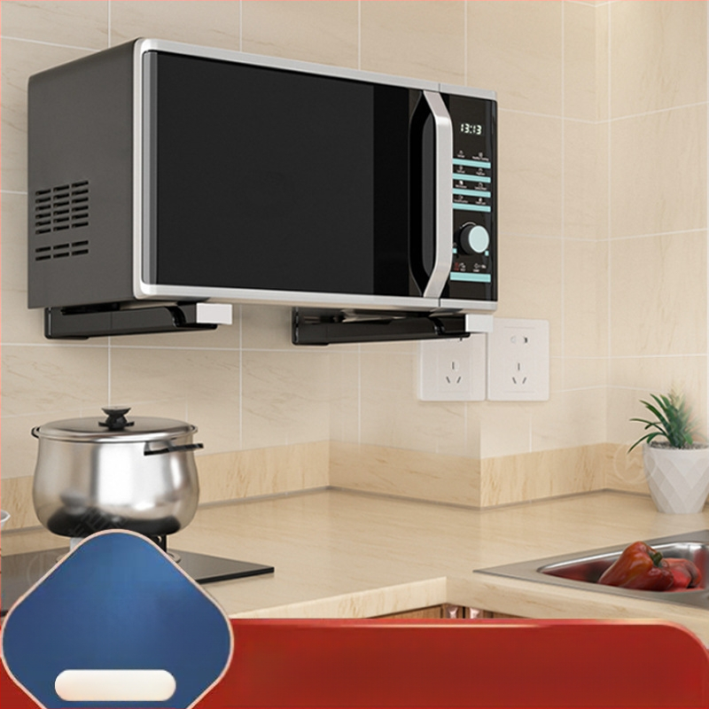 Összecsukható rozsdamentes acél mikrohullámú sütő állvány konyhai falra szerelhető kihúzható mikrohullámú sütő állvány konzol