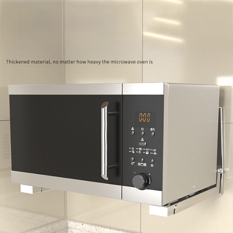 Összecsukható rozsdamentes acél mikrohullámú sütő állvány konyhai falra szerelhető kihúzható mikrohullámú sütő állvány konzol