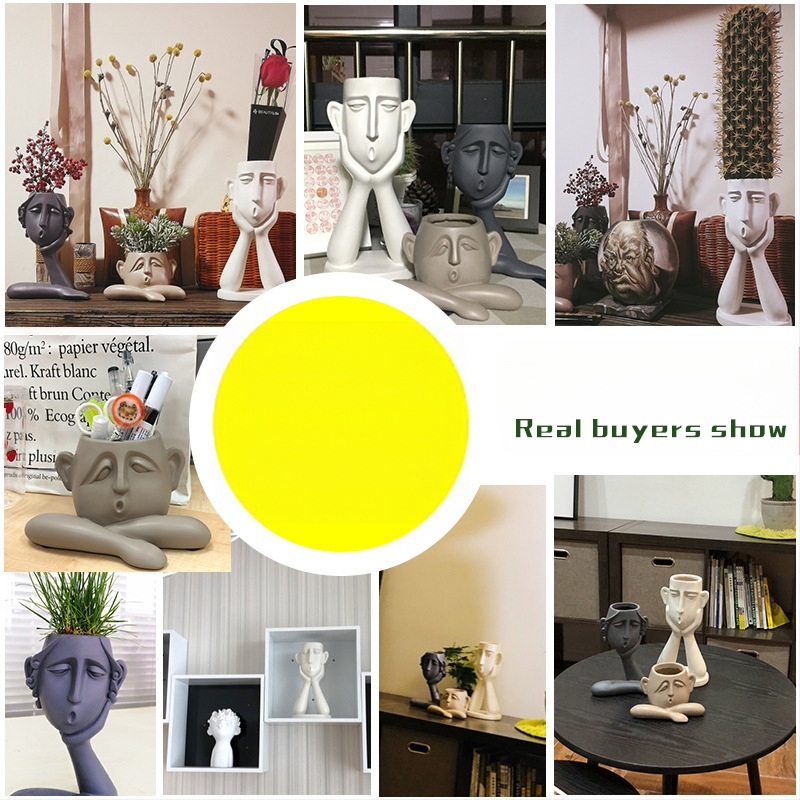 Kreatív arc absztrakt karakter háromtagú család gyanta váza díszek bejárat boros szekrény TV szekrény kézműves dekoráció