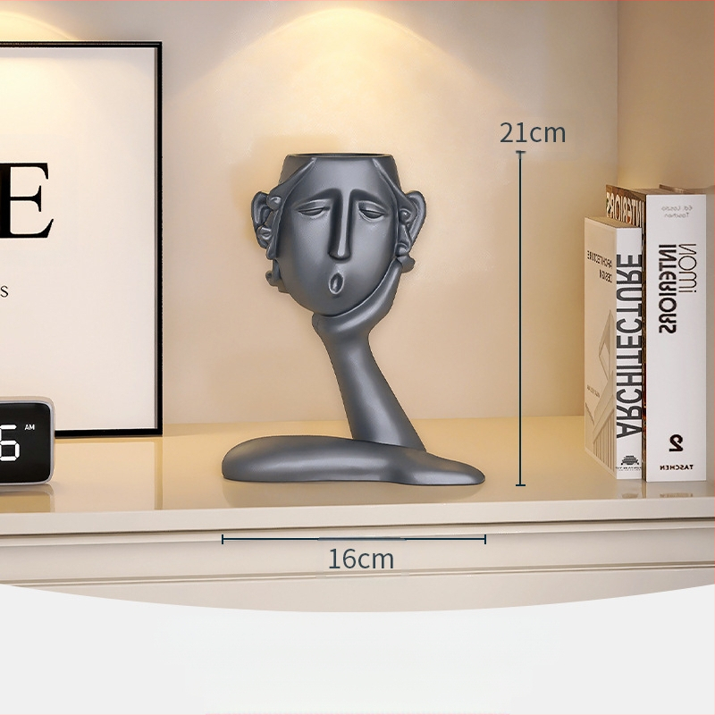 Kreatív arc absztrakt karakter háromtagú család gyanta váza díszek bejárat boros szekrény TV szekrény kézműves dekoráció