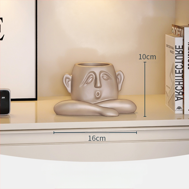 Kreatív arc absztrakt karakter háromtagú család gyanta váza díszek bejárat boros szekrény TV szekrény kézműves dekoráció