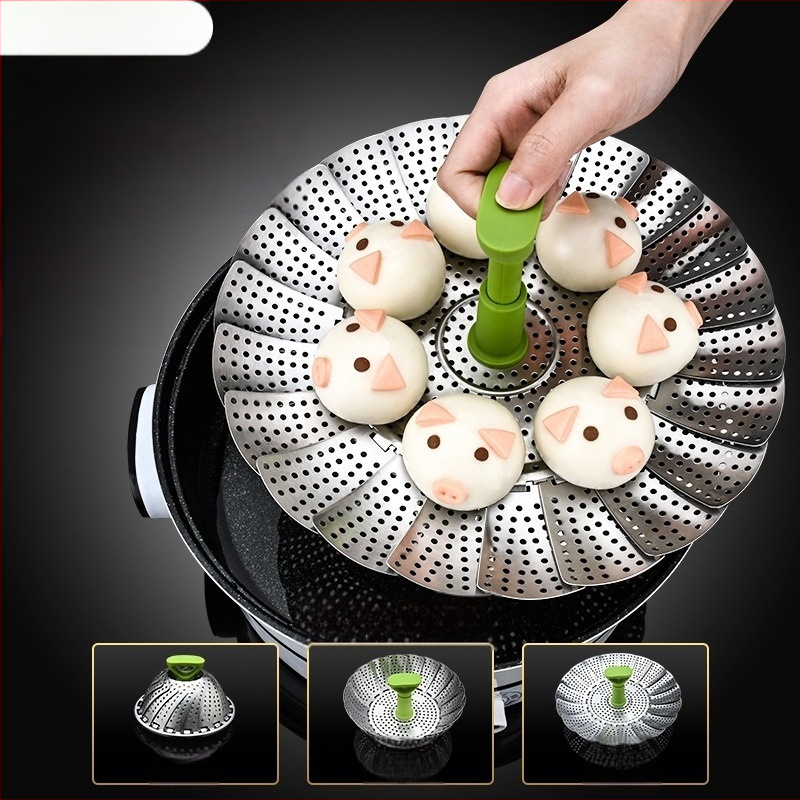 Jauna stila sabiezināta nerūsējošā tērauda tvaikoņa turētājs mājsaimniecības daudzfunkcionāls teleskopisks virtuves tvaicētais maizes tvaikonis vienslāņu locīšanai