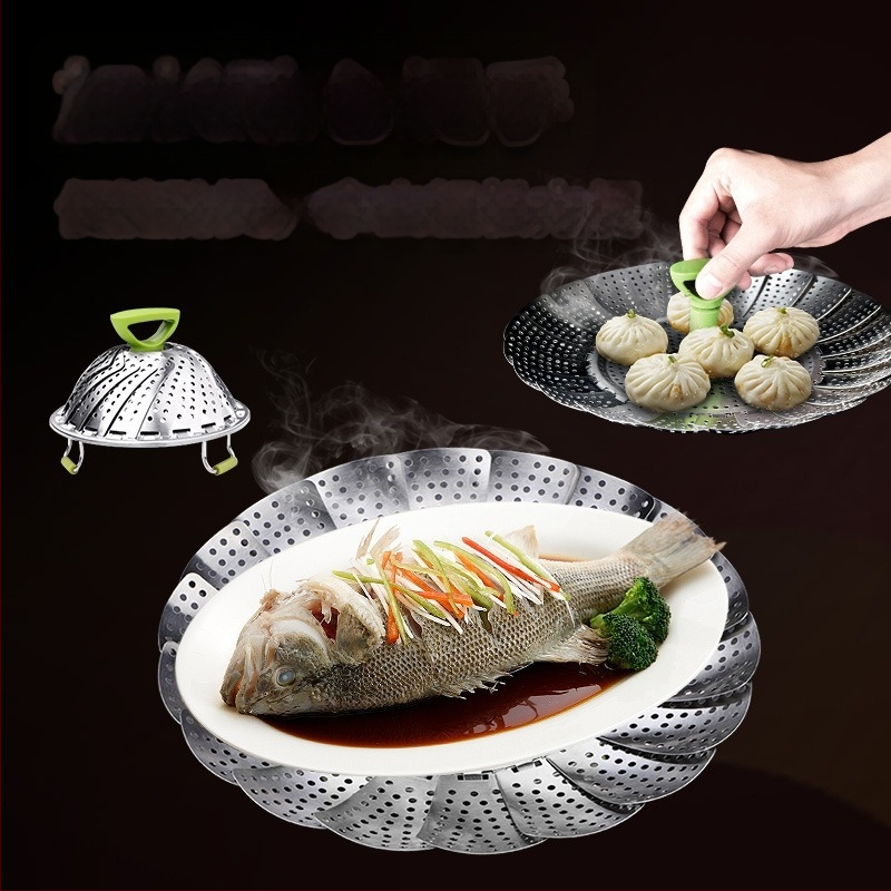 Jauna stila sabiezināta nerūsējošā tērauda tvaikoņa turētājs mājsaimniecības daudzfunkcionāls teleskopisks virtuves tvaicētais maizes tvaikonis vienslāņu locīšanai