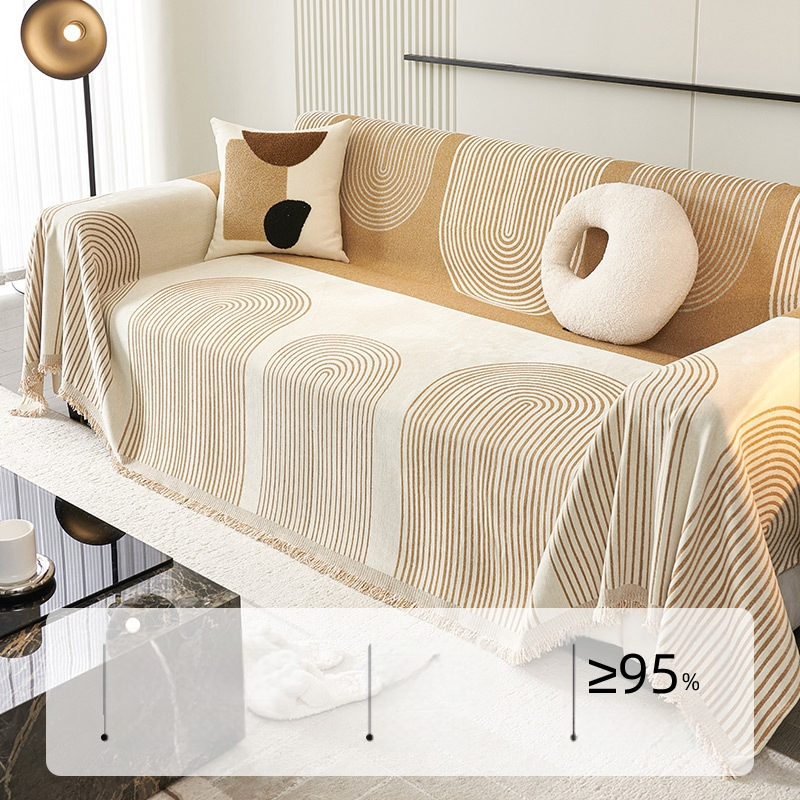 Geometrinių linijų šenilinis sofos rankšluostis, „Nordic“ sofos užvalkalas, „Atmosphere“, keturių sezonų universalus neslystantis sofos audinys, daugiafunkcis