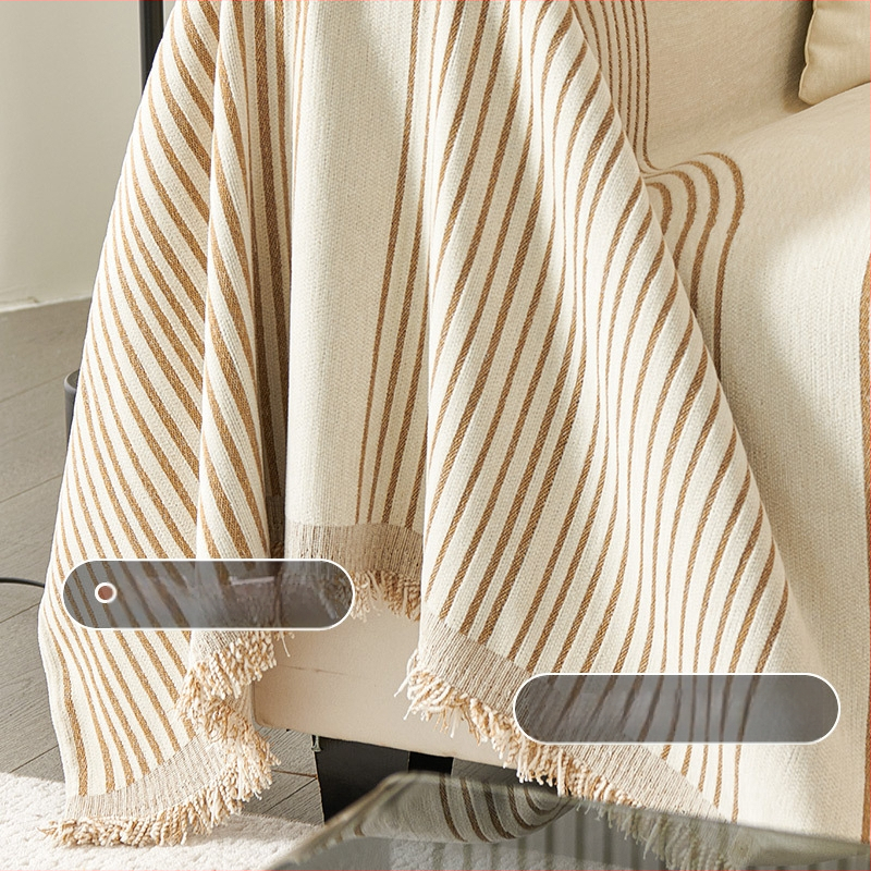 Geometrinių linijų šenilinis sofos rankšluostis, „Nordic“ sofos užvalkalas, „Atmosphere“, keturių sezonų universalus neslystantis sofos audinys, daugiafunkcis