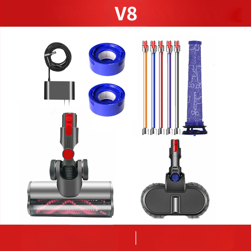 Dyson porszívó tartozékokhoz alkalmas V8 szűrőbetét, töltő, alsó átalakító fej, motor, szívófej, közvetlen hajtású görgő, kefehenger
