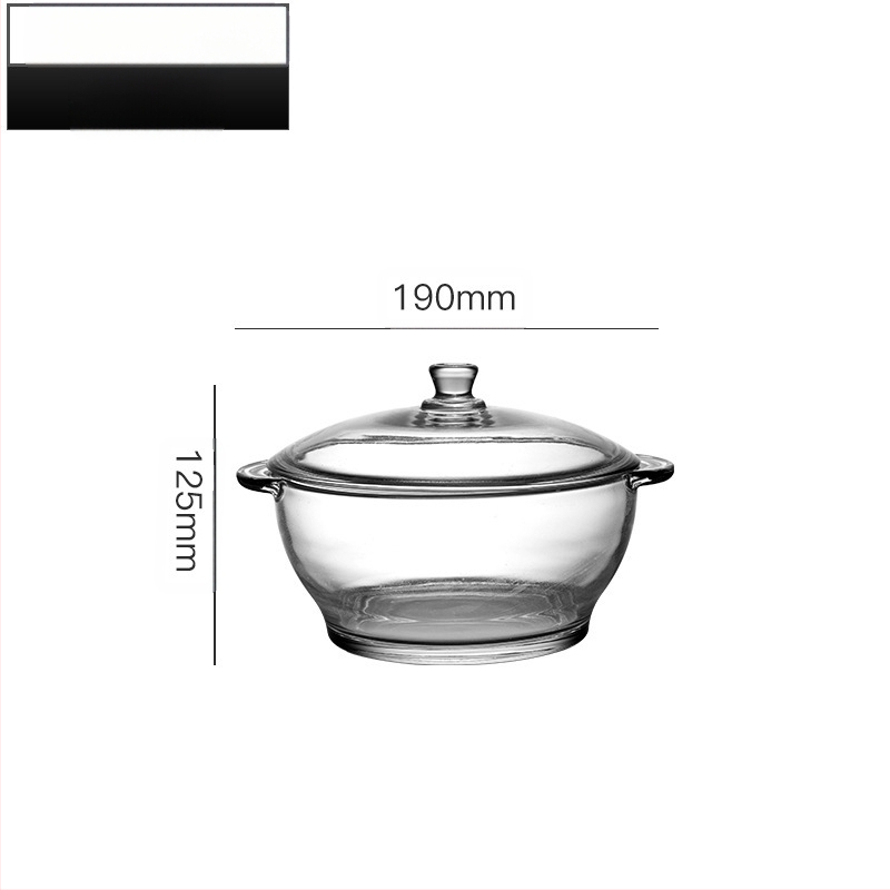 Wave POUGINE binaural karastatud klaasist pott mikrolaineahjus kuumuskindel klaasist kauss suure mahutavusega klaaspott kaanega