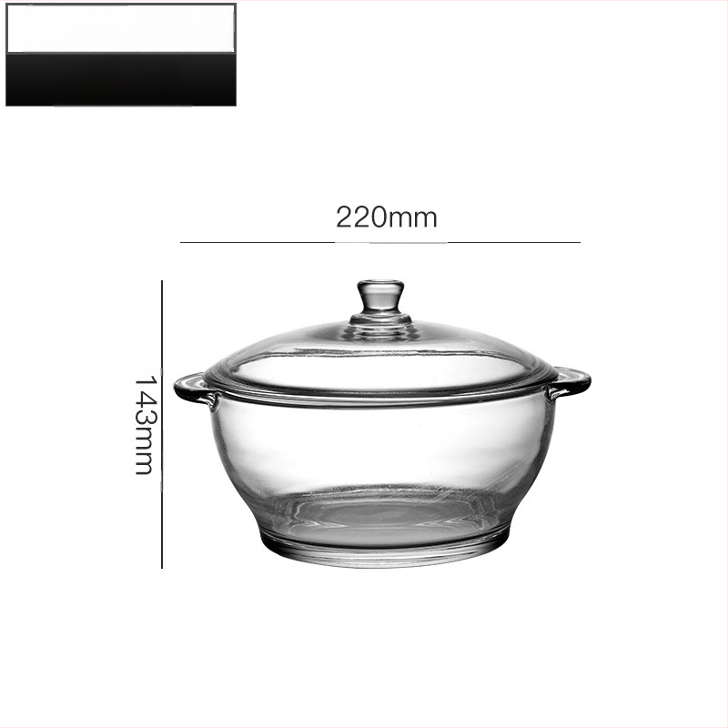 Wave POUGINE binaural karastatud klaasist pott mikrolaineahjus kuumuskindel klaasist kauss suure mahutavusega klaaspott kaanega