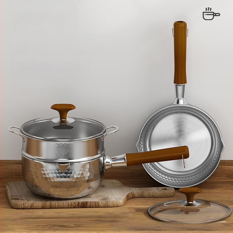 Τριστρωματικό ατσάλι 304 από ανοξείδωτο ατσάλι χωρίς επίστρωση μεσαιωνικό χιονοδοχείο με πυκνή κατσαρόλα γάλακτος, οικιακή κατσαρόλα συμπληρώματος βρεφικής τροφής, κατσαρόλα σούπας