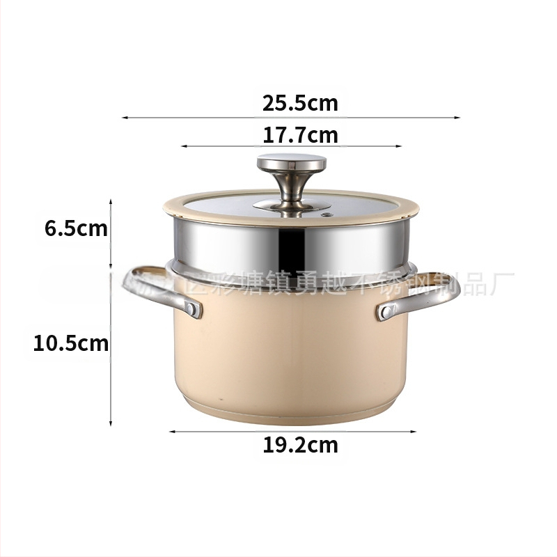 304 Σετ δοχείων από ανοξείδωτο ατσάλι με κεραμικό χρώμα σιλικόνης, γυάλινο καπάκι, κατσαρόλα σούπας, σύνθετο κάτω, κατσαρόλα γάλακτος, ατμομάγειρας, κορεάτικη κατσαρόλα θαλασσινών, ζεστό δοχείο