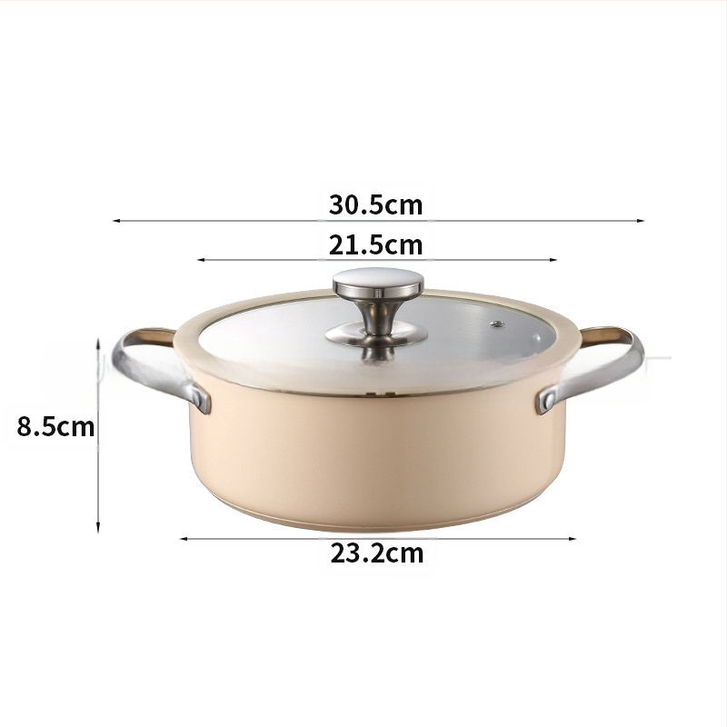 304 Σετ δοχείων από ανοξείδωτο ατσάλι με κεραμικό χρώμα σιλικόνης, γυάλινο καπάκι, κατσαρόλα σούπας, σύνθετο κάτω, κατσαρόλα γάλακτος, ατμομάγειρας, κορεάτικη κατσαρόλα θαλασσινών, ζεστό δοχείο