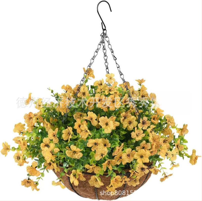 Flori artificiale transfrontaliere Crăciun cadru de fier palmier de cocos coș agățat violet fals decor exterior ușă de intrare coș agățat orhidee en-gros