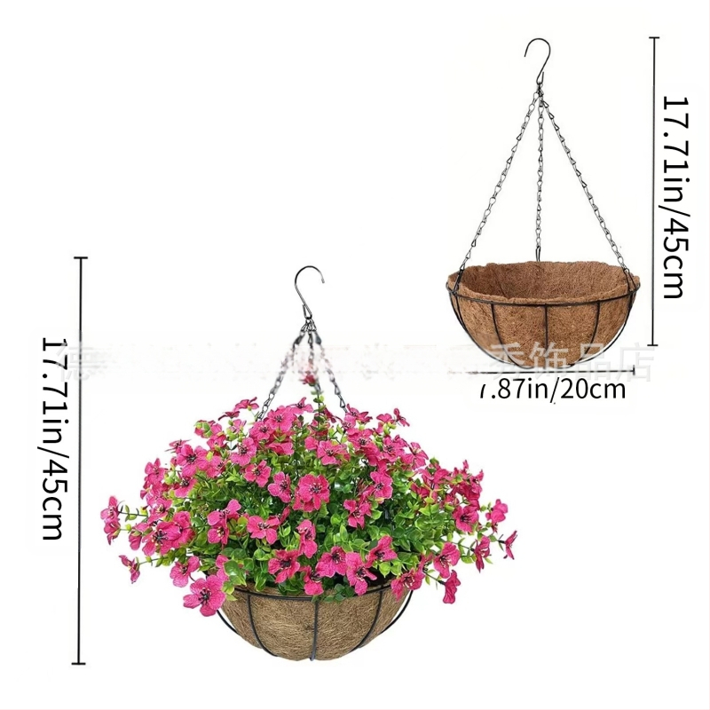 Flori artificiale transfrontaliere Crăciun cadru de fier palmier de cocos coș agățat violet fals decor exterior ușă de intrare coș agățat orhidee en-gros