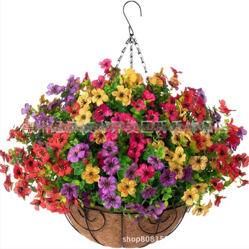 Flori artificiale transfrontaliere Crăciun cadru de fier palmier de cocos coș agățat violet fals decor exterior ușă de intrare coș agățat orhidee en-gros