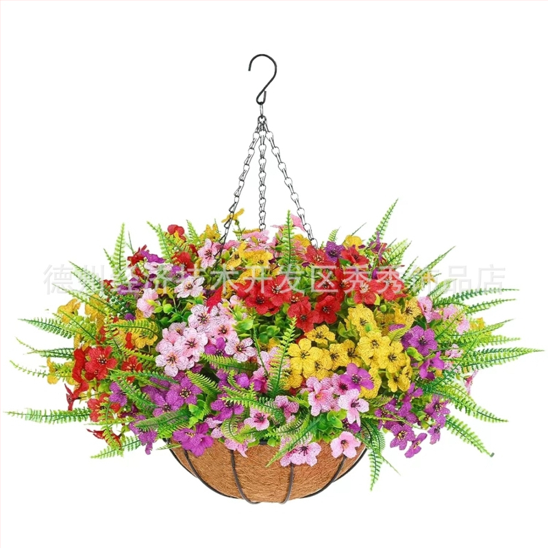 Flori artificiale transfrontaliere Crăciun cadru de fier palmier de cocos coș agățat violet fals decor exterior ușă de intrare coș agățat orhidee en-gros