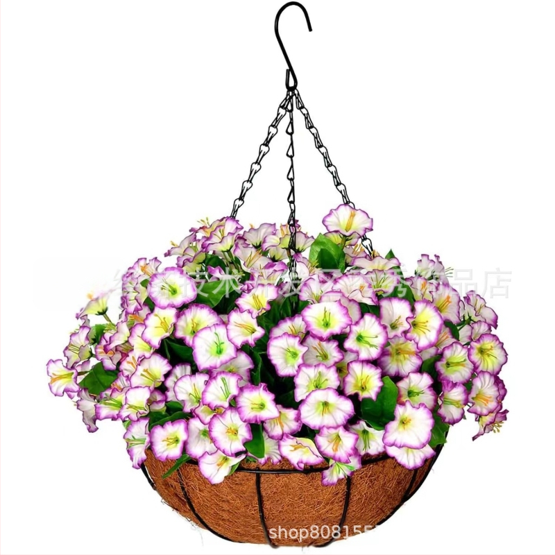 Flori artificiale transfrontaliere Crăciun cadru de fier palmier de cocos coș agățat violet fals decor exterior ușă de intrare coș agățat orhidee en-gros