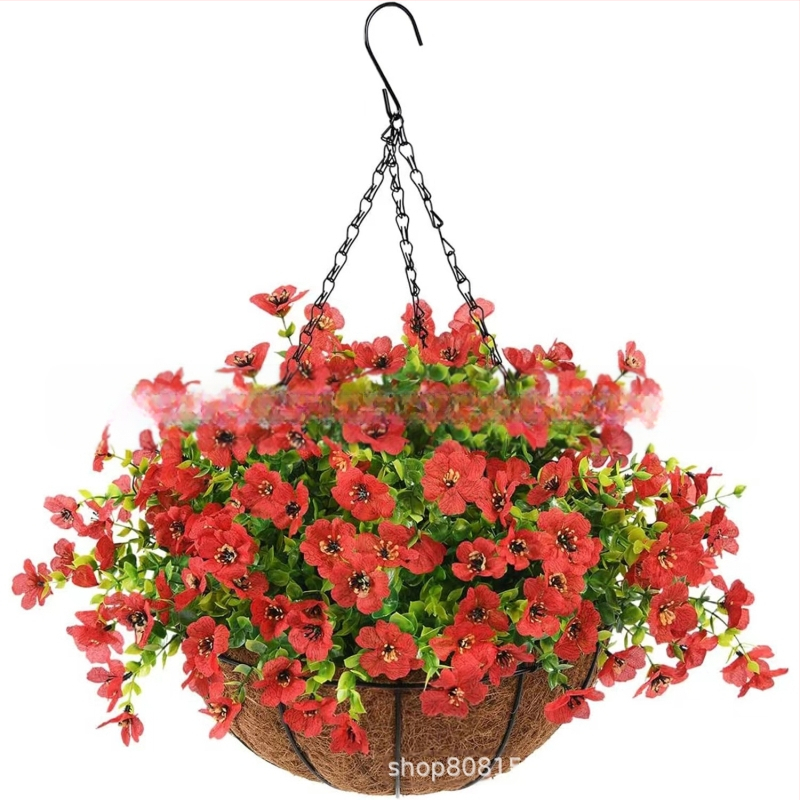 Flori artificiale transfrontaliere Crăciun cadru de fier palmier de cocos coș agățat violet fals decor exterior ușă de intrare coș agățat orhidee en-gros