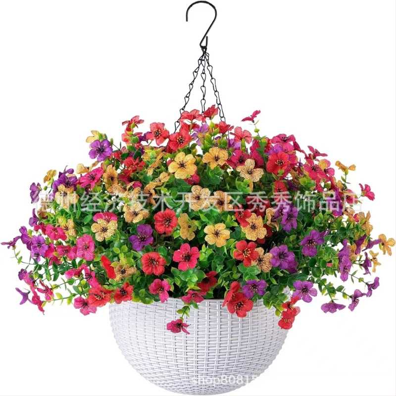 Flori artificiale transfrontaliere Crăciun cadru de fier palmier de cocos coș agățat violet fals decor exterior ușă de intrare coș agățat orhidee en-gros